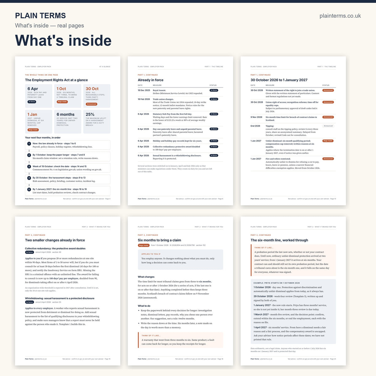What's inside the employer pack: six real pages from the guide