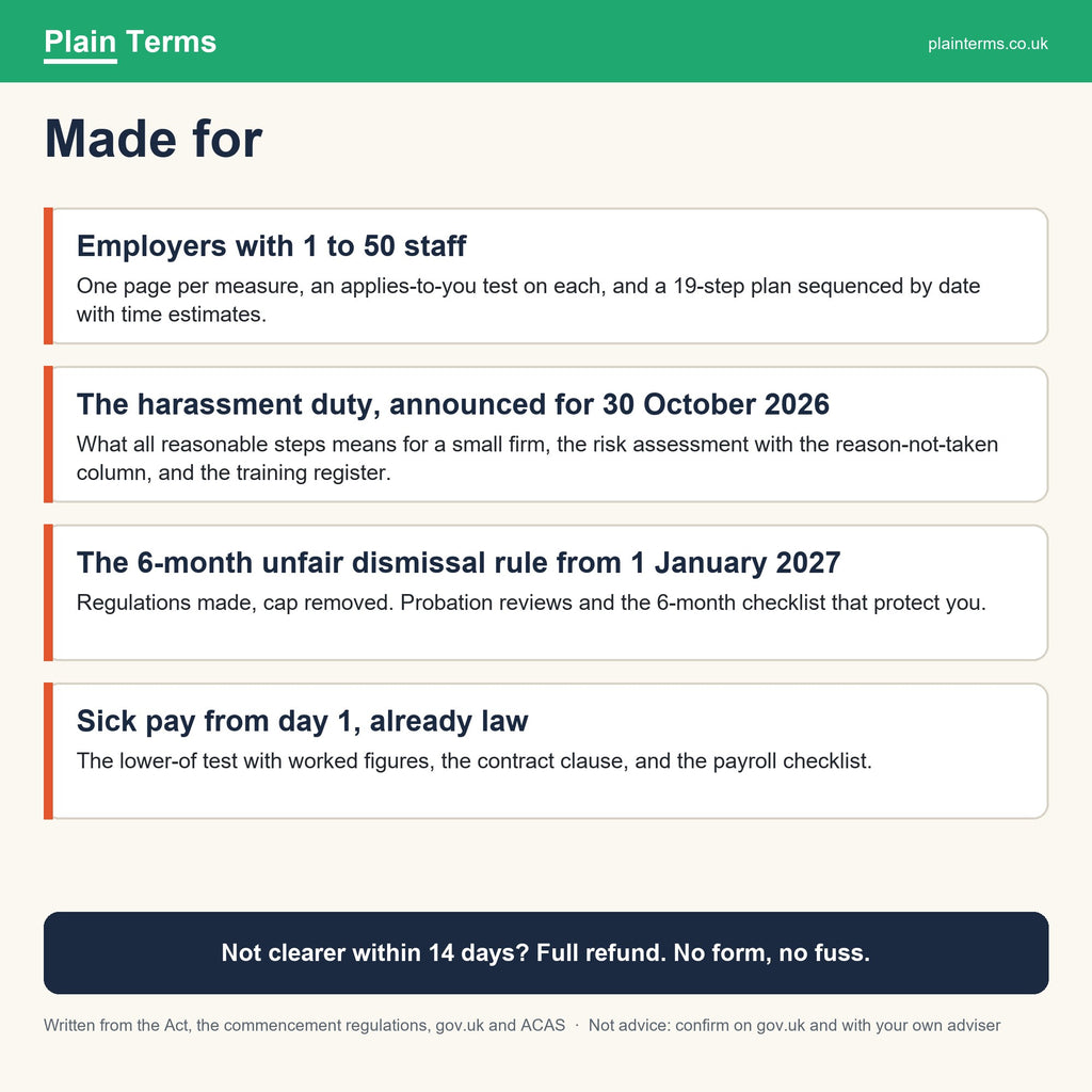 Who the employer pack is made for, and the 14-day promise