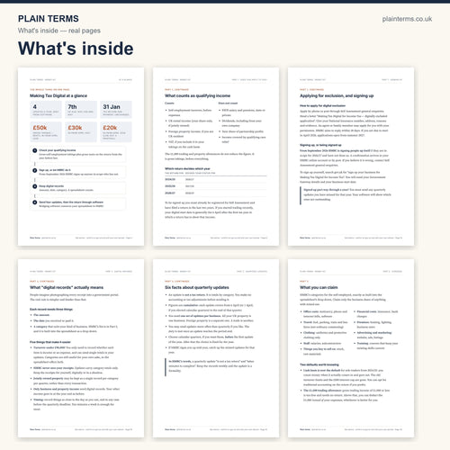 What's inside the Making Tax Digital Money Kit: six real pages from the guide