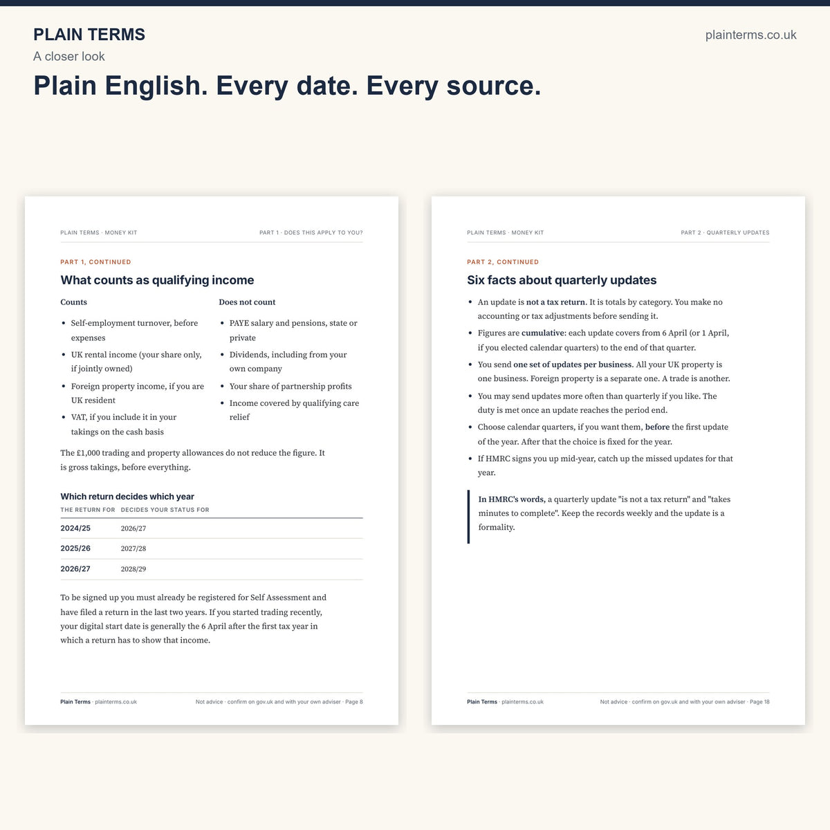 A closer look at two pages: the MTD deadlines calendar and the penalties page