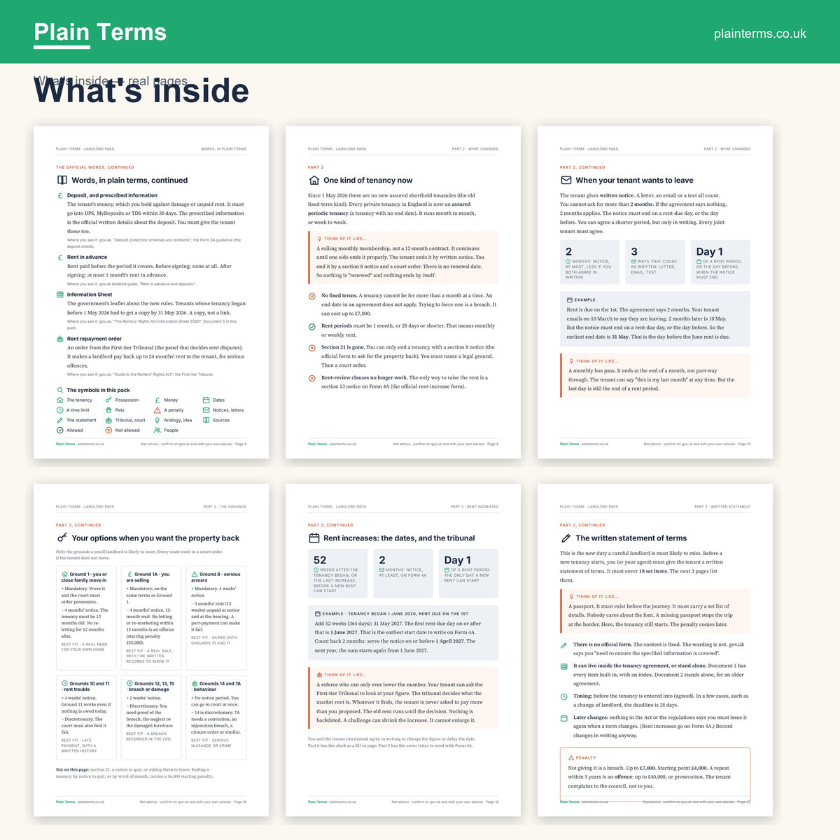 What's inside the landlord pack: six real pages from the guide